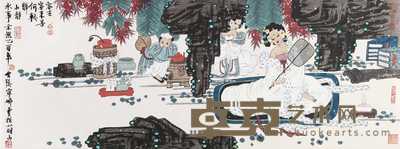 胡宁娜 2005年作 蕉荫仕女图 手卷 42×114cm
